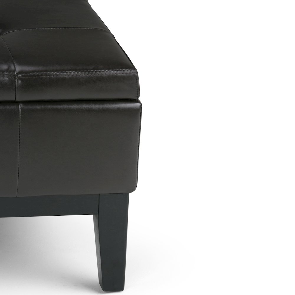 Dover Square Coffee Table Storage Ottoman In Tanners Brown Vegan Faux Leather. Picture 3