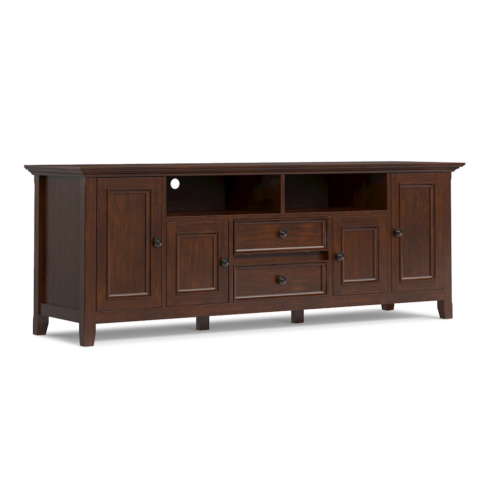 Amherst 72 inch Wide Solid Wood Transitional TV Stand in Russet Brown. Picture 1