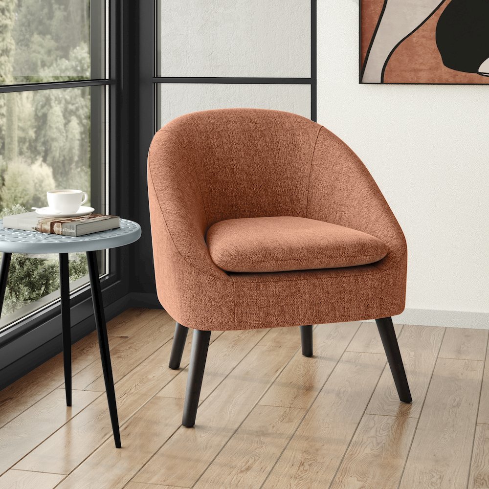 Redding Accent Chair In Rust Polyester Fabric. Picture 5
