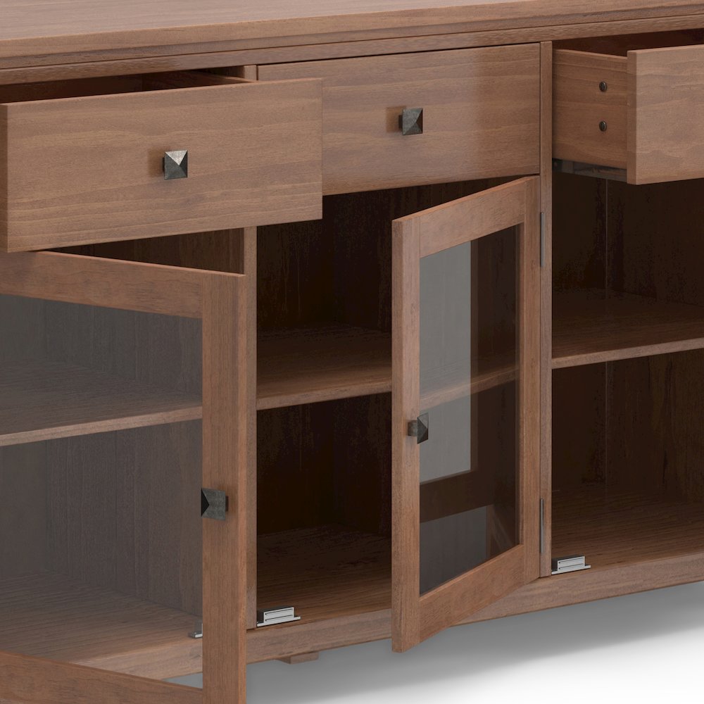 Cosmopolitan Solid Wood Sideboard Buffet In Medium Saddle Brown. Picture 4