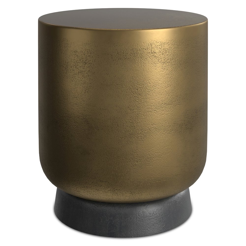 16"W Cast Aluminum Side Table in Antique Brass/Antique Bronze, Fully Assembled. Picture 1