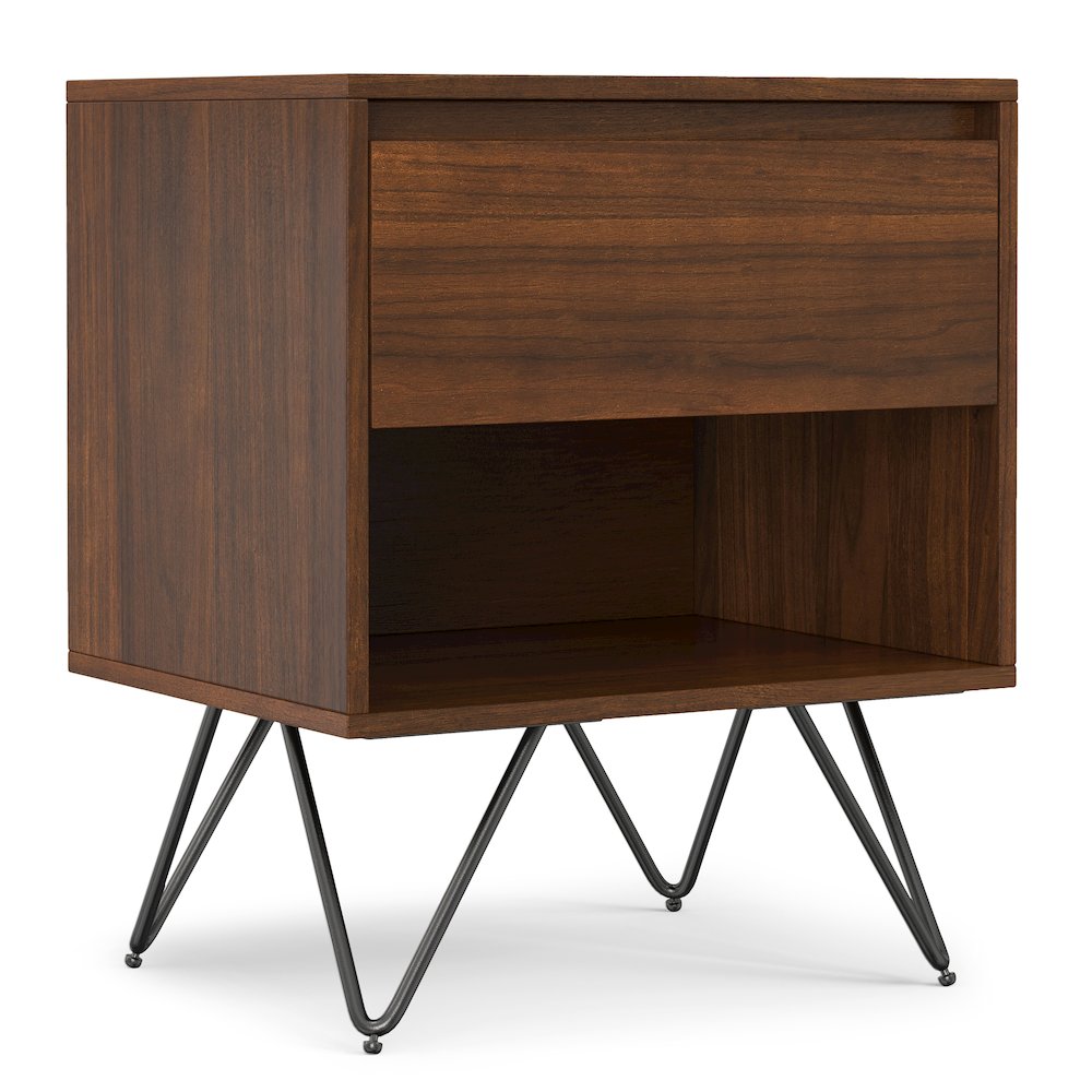 Hunter 20 inch Wide Industrial Modern Nightstand in Walnut Veneer. Picture 1