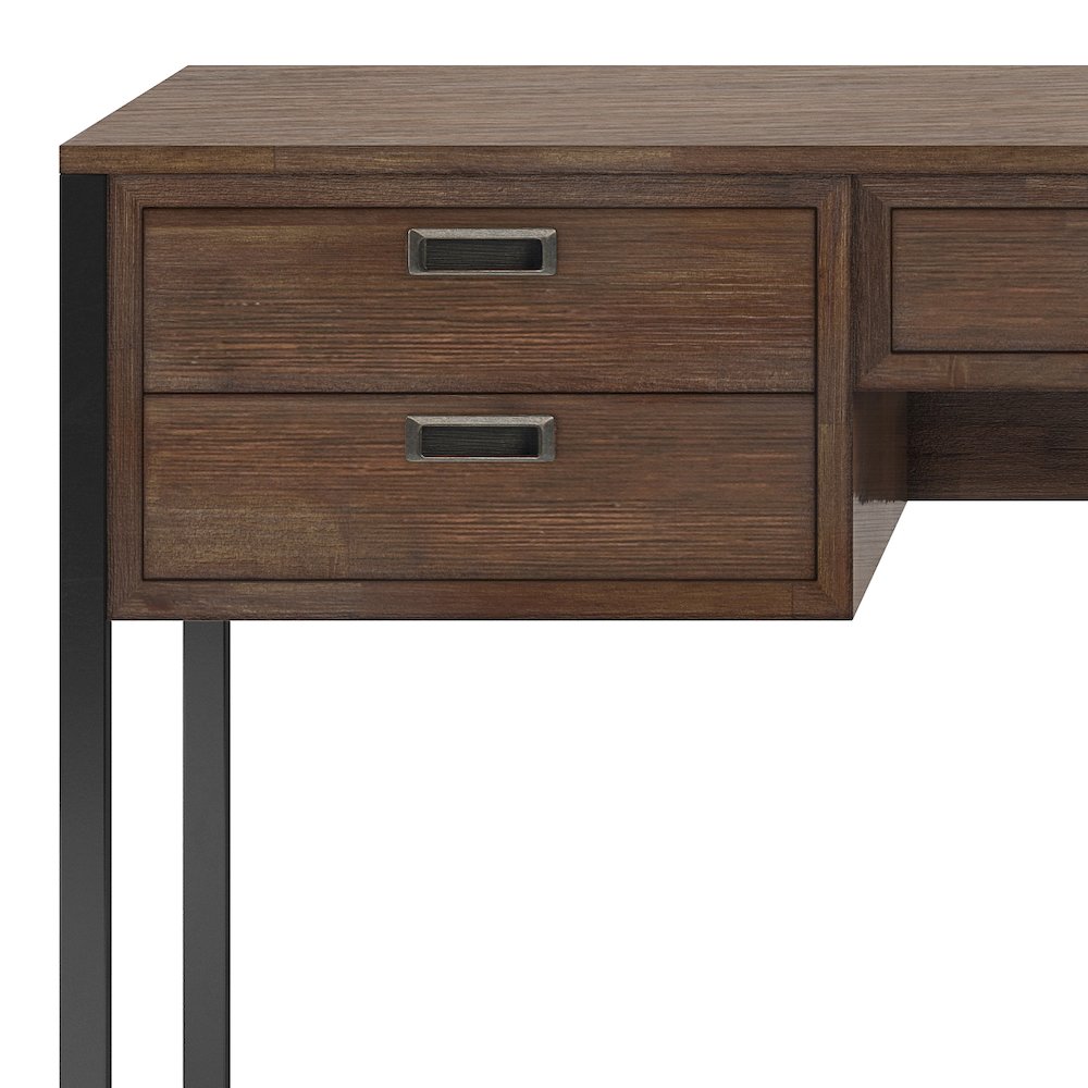 Richmond Solid Acacia Wood Desk In Rustic Natural Aged Brown. Picture 3