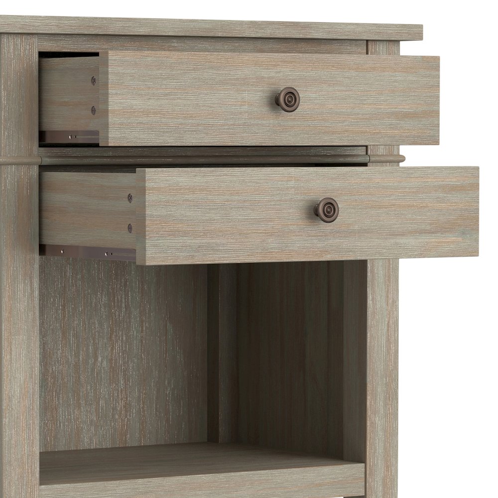 24 inch Solid Wood Transitional Bedside Table in Distressed Grey (Set of 2). Picture 5