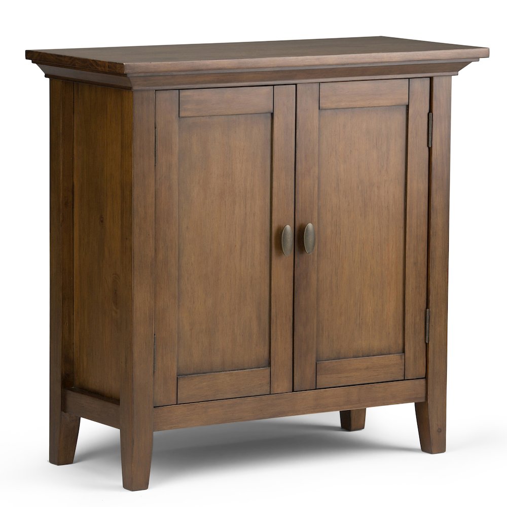Redmond Solid Wood Low Storage Cabinet In Rustic Natural Aged Brown. Picture 1