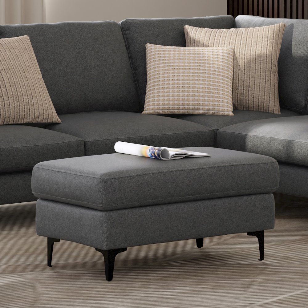 Ava Ottoman In Tightly Woven Performance Fabric. Picture 5