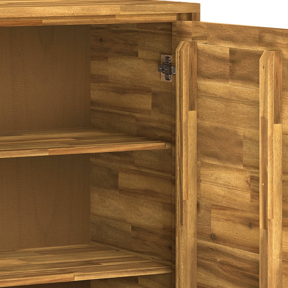 Lowry Solid Acacia 39 Inch Storage Cabinet In Distressed Golden Wheat (Set Of 2). Picture 5