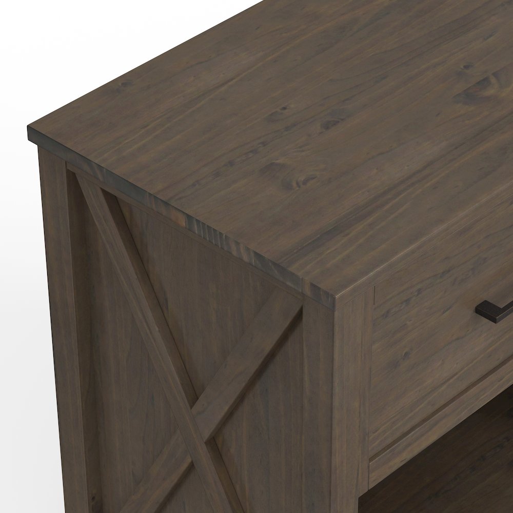 Ela Solid Wood Bedside Table In Smoky Brown. Picture 3