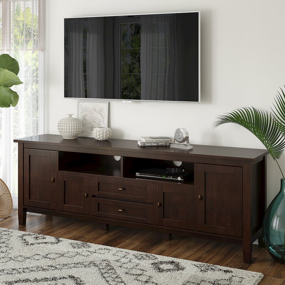 72 Inch Tv Media Stand In Russet Brown For Tvs Up To 80 Inches. Picture 5