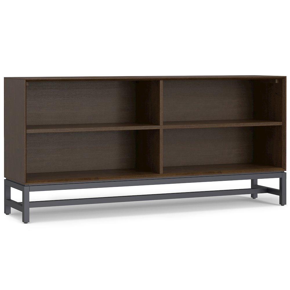 60"W Desk with 64"W 4 Cubbie Low Bookcase in Walnut Brown (Set of 2). Picture 3