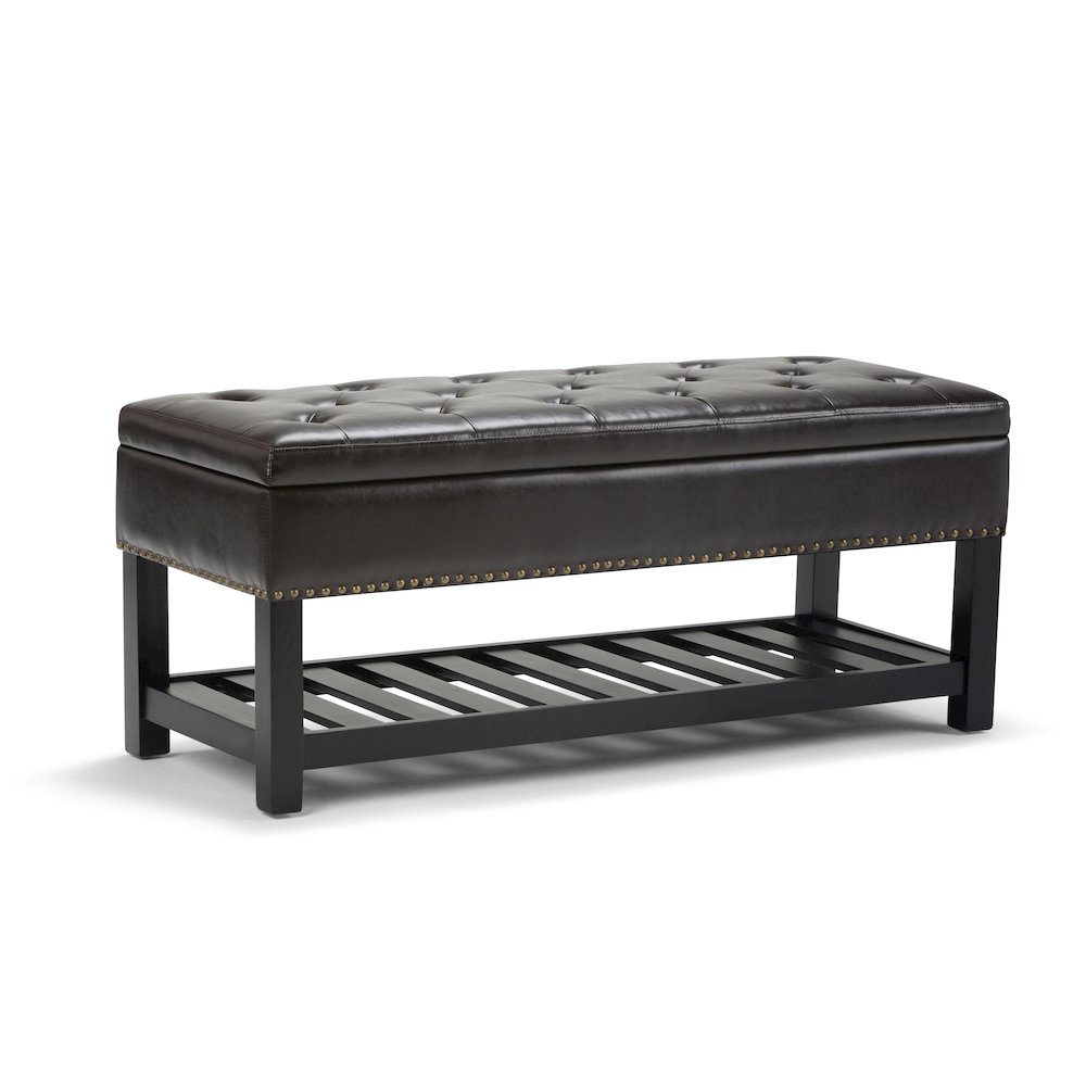 Lomond Solid Wood Storage Ottoman Bench In Tanners Brown. Picture 1
