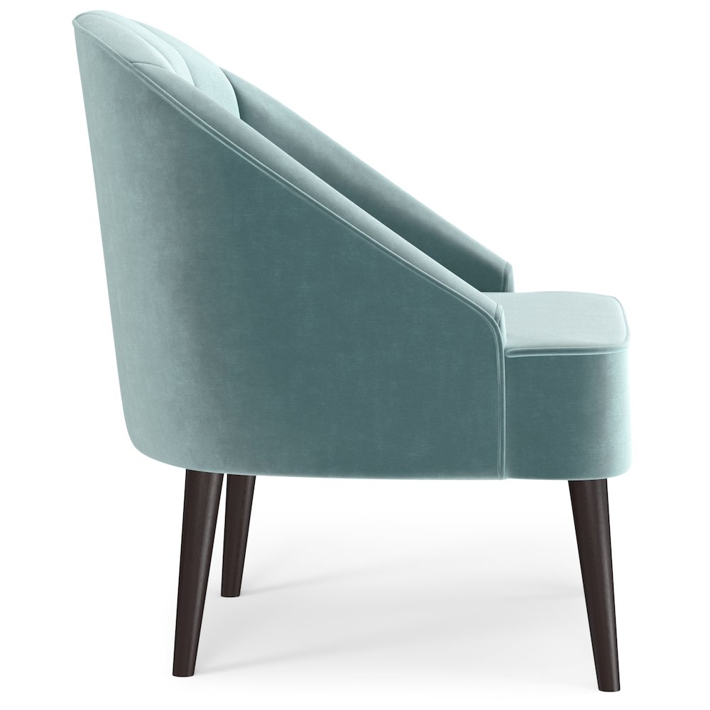 Harrah Accent Chair In Seafoam Blue Velvet Fabric. Picture 2