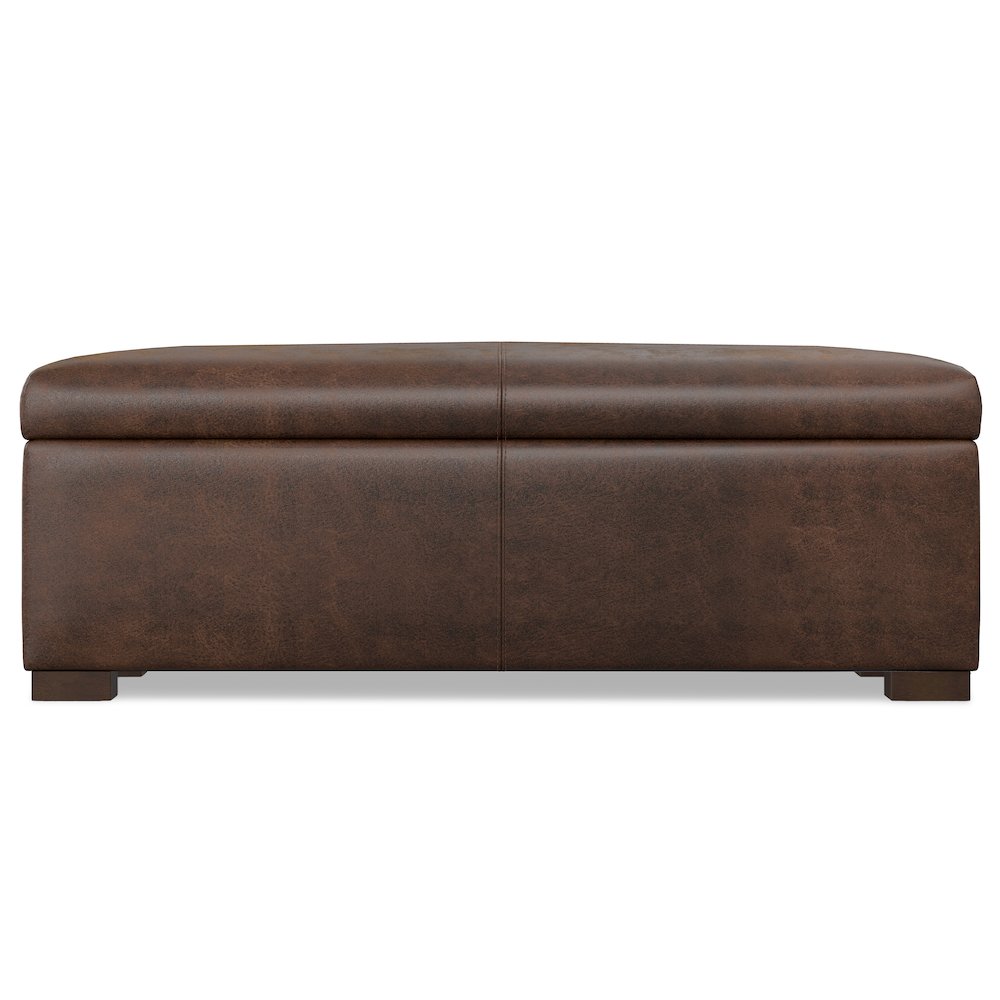 Gabbie Rectangular Storage Ottoman in Distressed Chestnut Brown. Picture 4