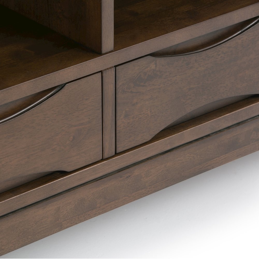 Harper Solid Hardwood Cube Storage With Drawers In Walnut Brown. Picture 2