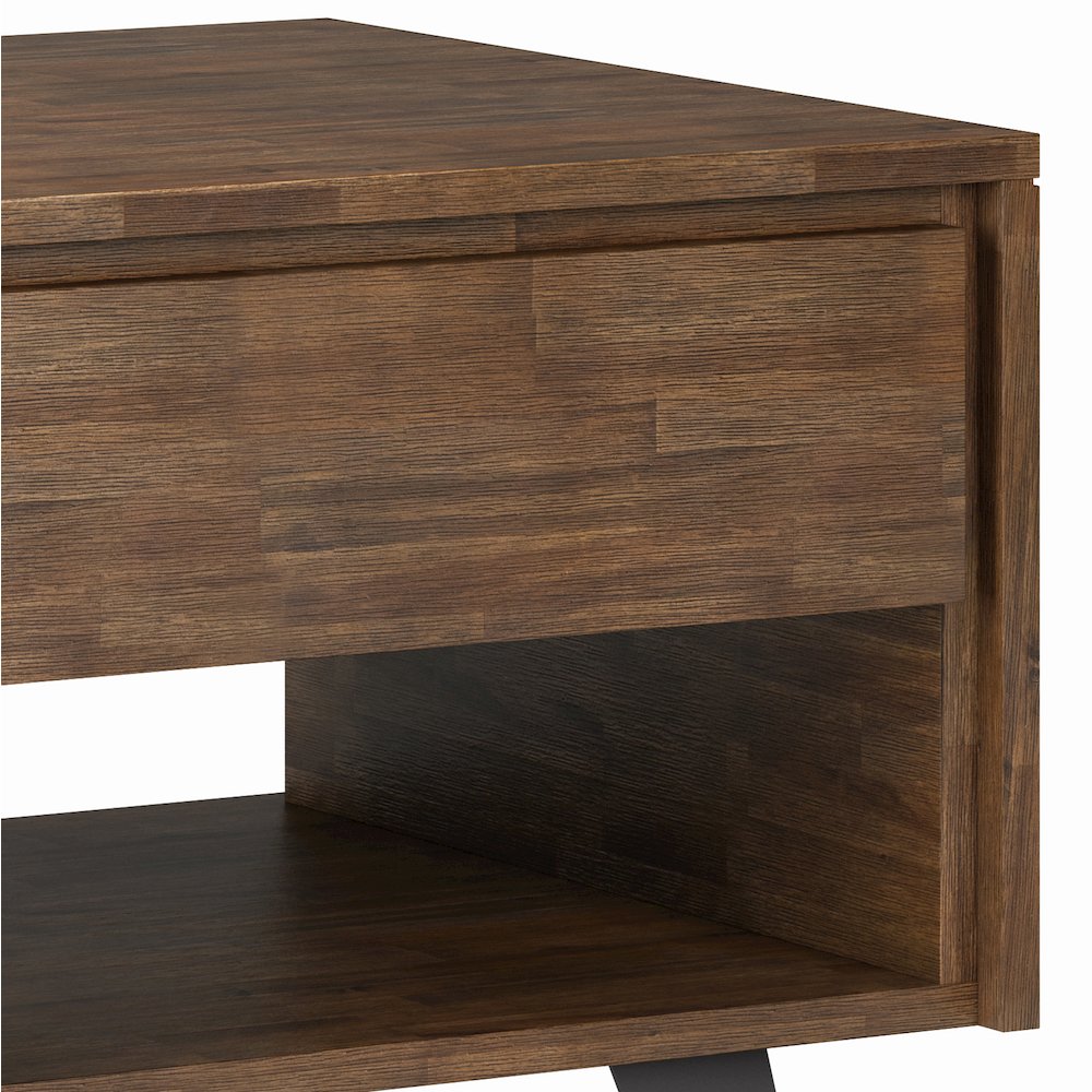 Lowry Solid Acacia Wood End Table In Rustic Natural Aged Brown. Picture 2