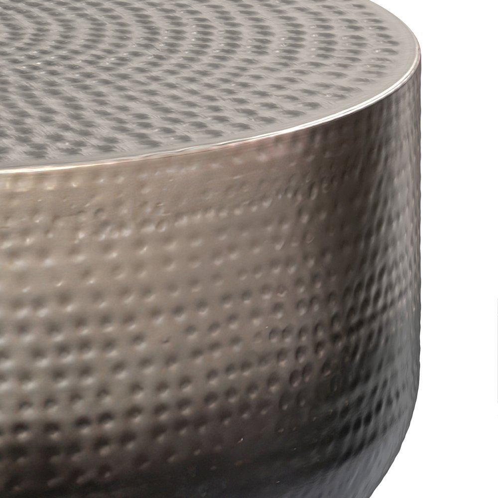 Nova 36 inch Wide Contemporary Metal Coffee Table in Silver Ombre, Assembled. Picture 3
