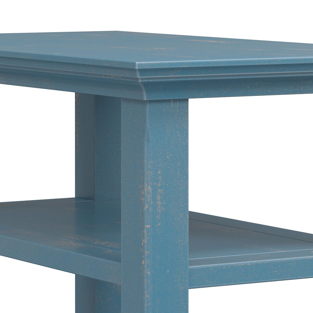 14 Wide Solid Wood Transitional Narrow Side Table in Distressed Coastal Blue. Picture 5