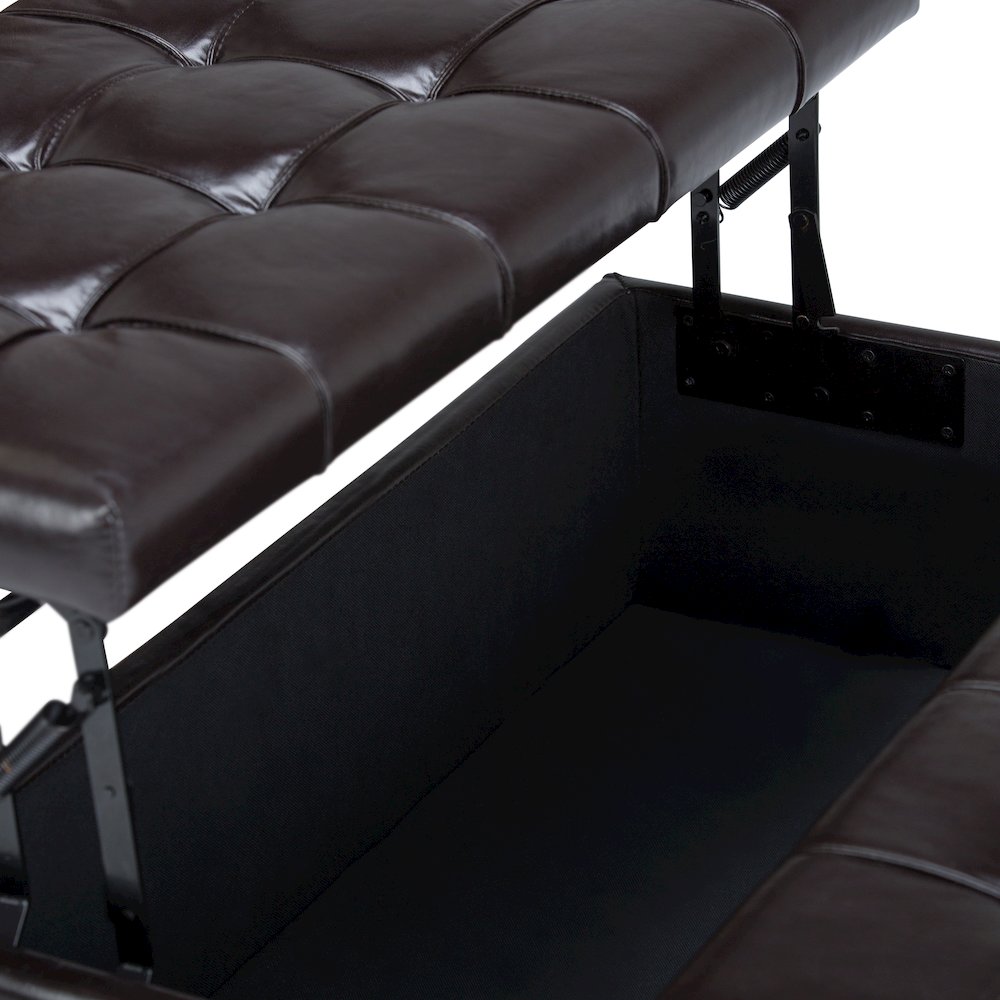 Harrison Coffee Table Storage Ottoman In Tanners Brown Vegan Faux Leather. Picture 2