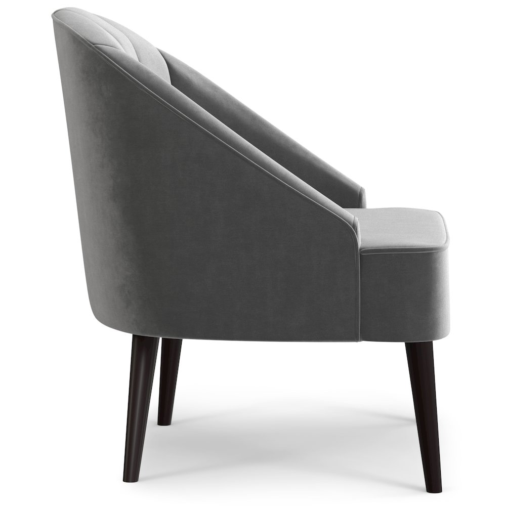Harrah Accent Chair In Smoky Grey Velvet Fabric. Picture 2