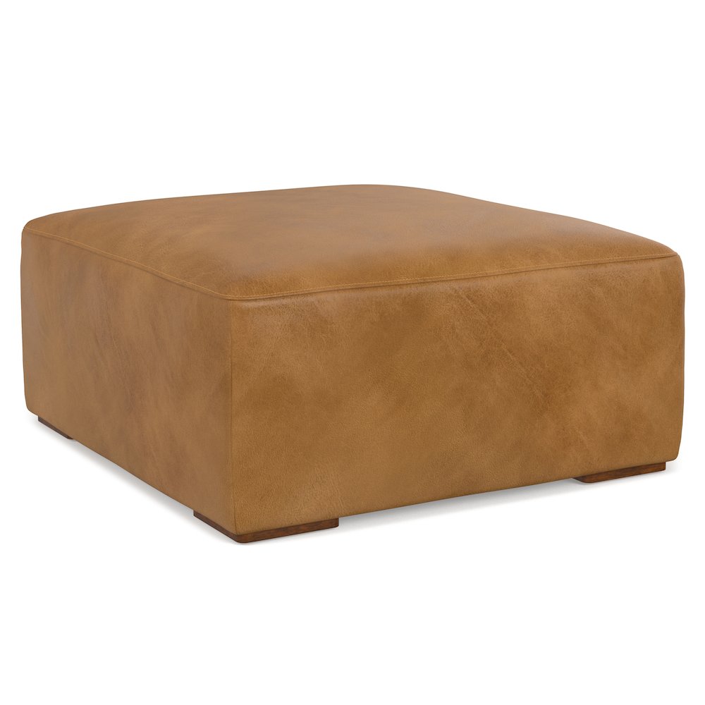 Rex Ottoman In Genuine Leather. Picture 2