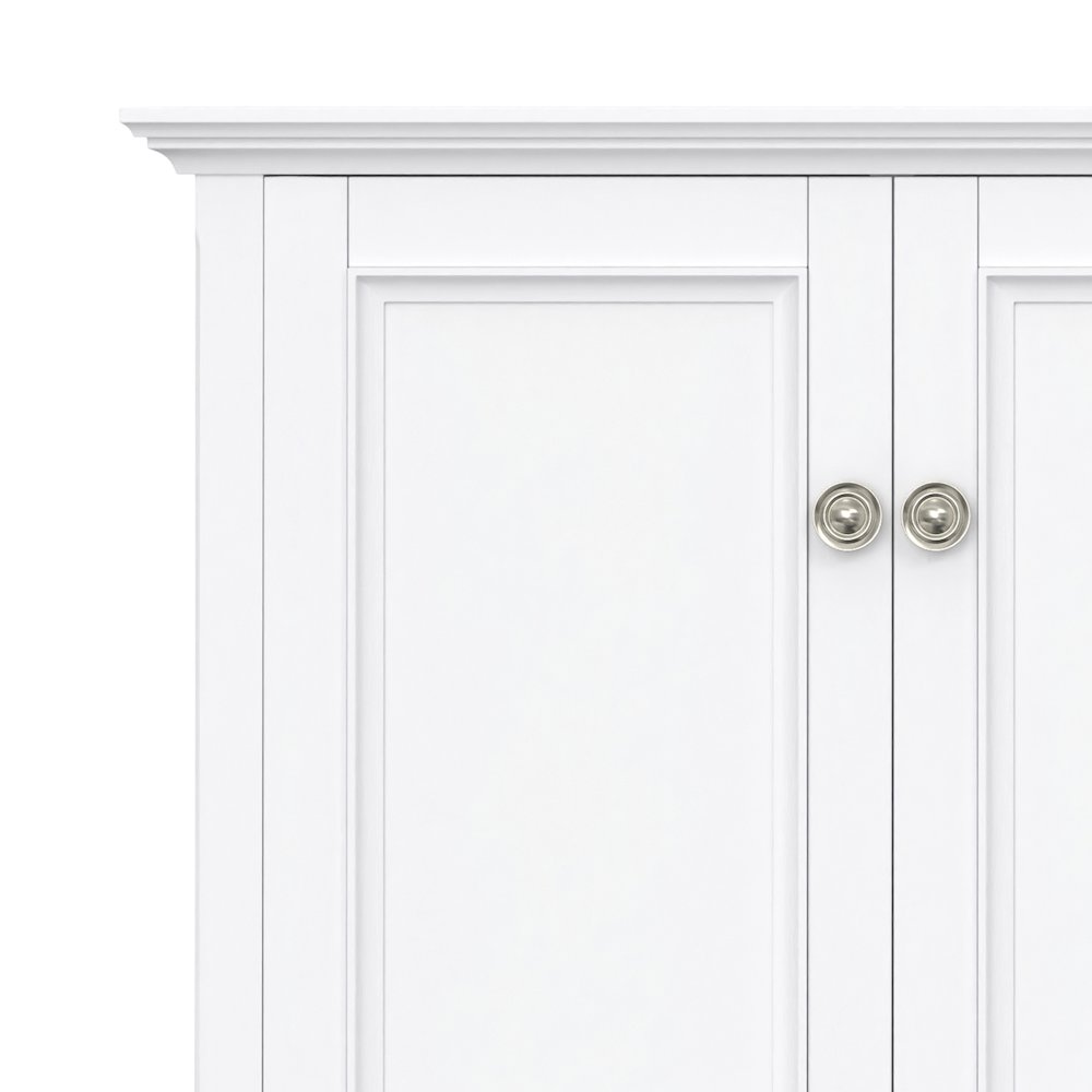 Amherst 66 inch Wide Solid Wood Transitional 4 Door Storage Cabinet in White. Picture 5