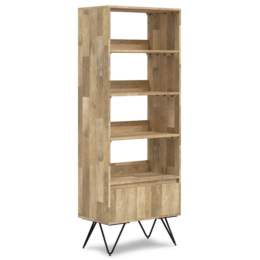 Hunter Solid Mango Wood Tall Bookcase In Natural. Picture 1