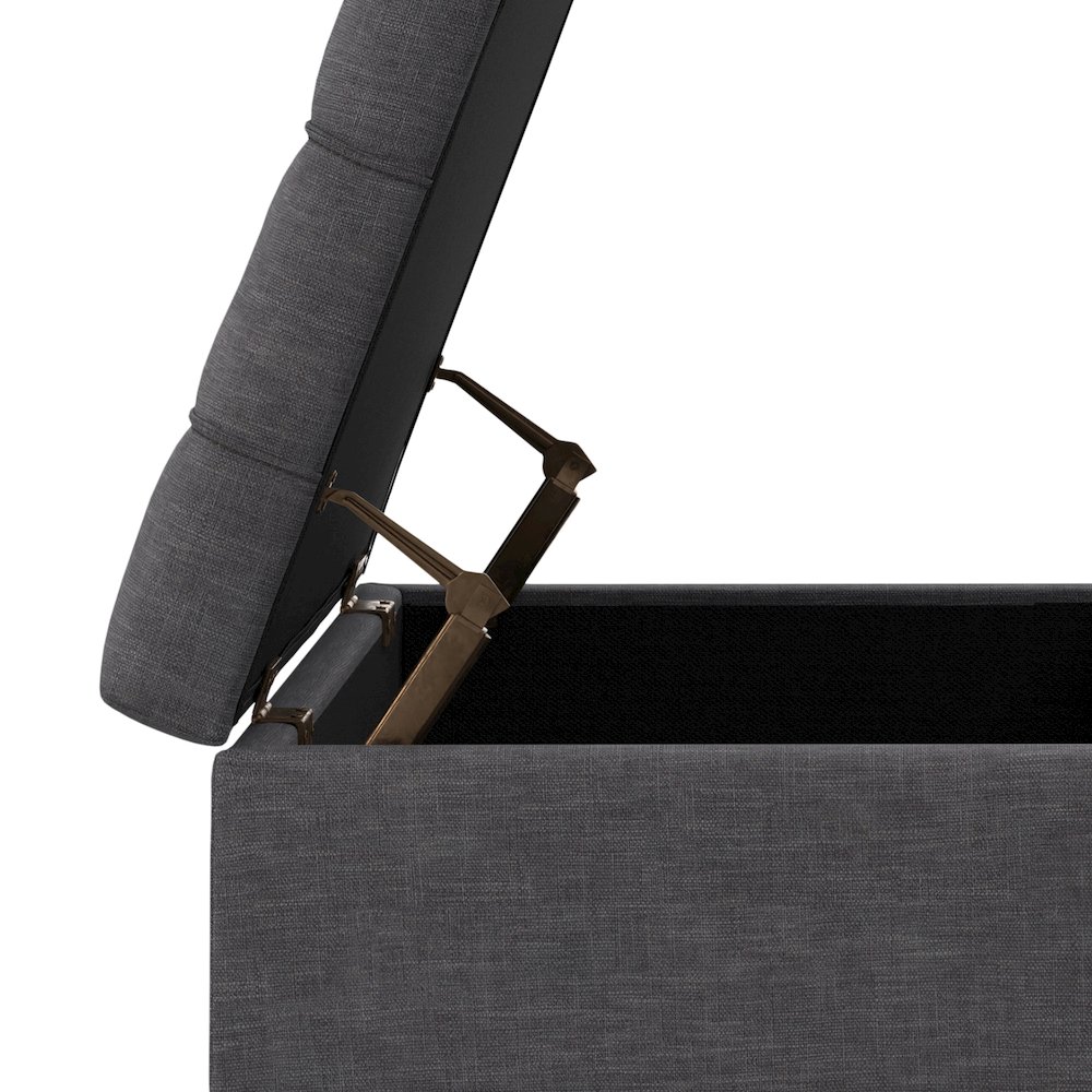 Mariah Lift Top Table Storage Ottoman in Slate Grey  Polyester Linen. Picture 14