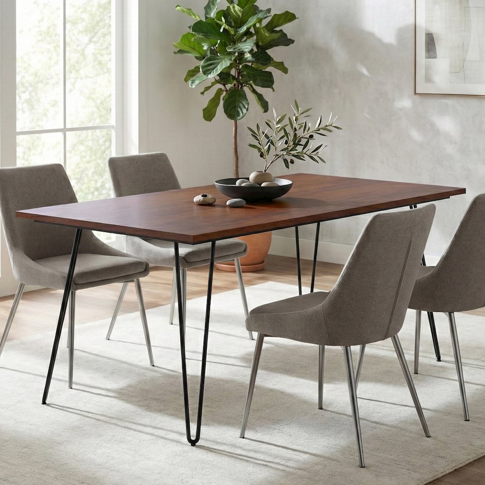 Hunter Solid Mango Wood Dining Table In Umber Brown. Picture 2