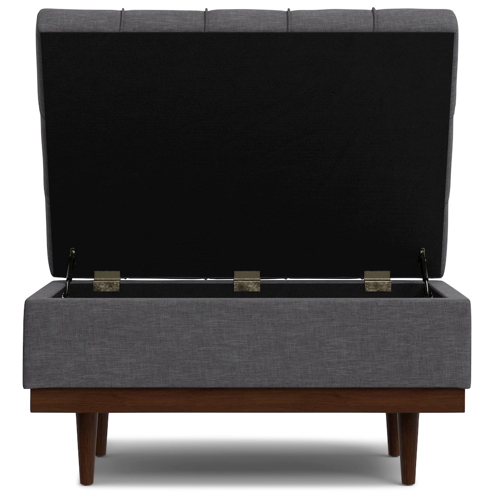 Mariah Coffee Table Storage Ottoman in Slate Grey  Polyester Linen. Picture 6