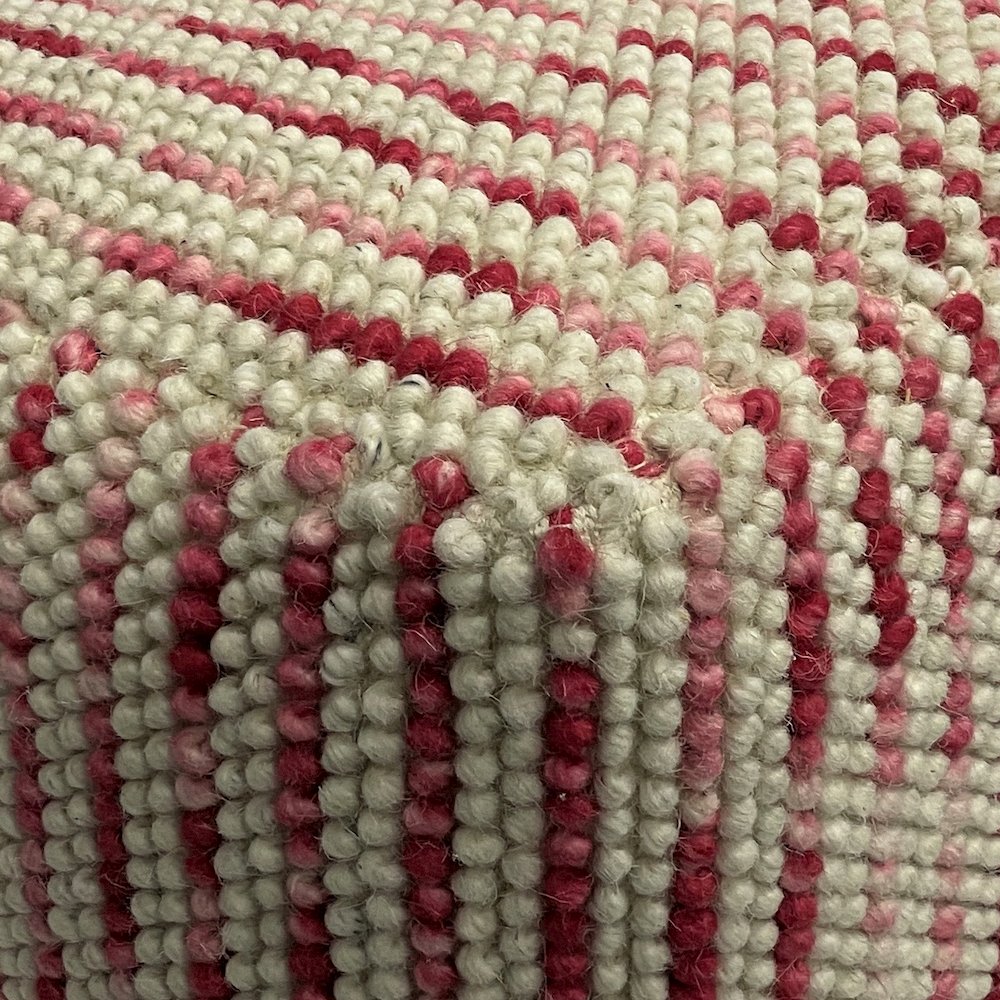 Zoey Woven Cube Pouf In Maroon Cotton And Wool. Picture 2