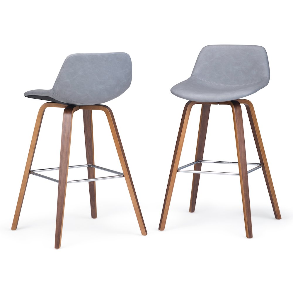 Bentwood Counter Height Stool (Set Of 2) In Stone Grey Vegan Faux Leather. Picture 1