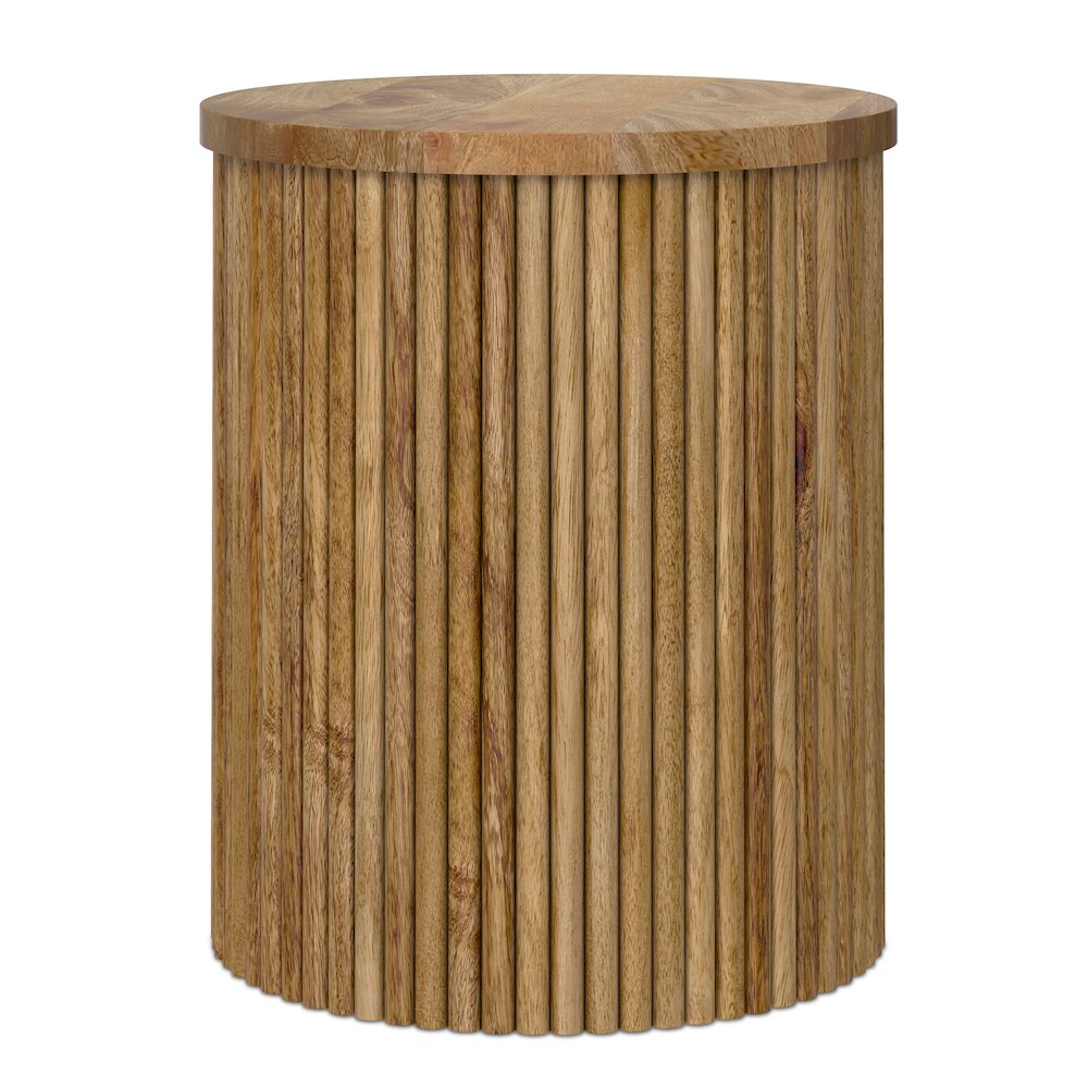 18 inch Wide Solid Mango Industrial Accent Table in Natural, Assembled. Picture 2