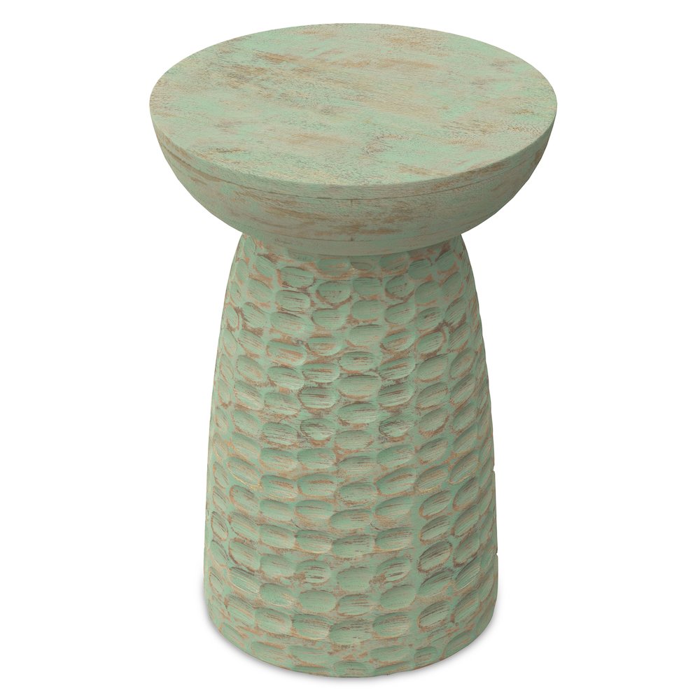Boyd 13 inch Wide Solid Wood Contemporary Accent Table in Green Wash, Assembled. Picture 3