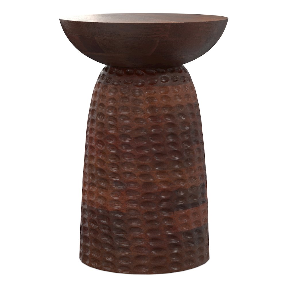 Boyd 16 inch Wide Solid Mango Contemporary Tall Accent Table in Warm Dark Brown. Picture 4