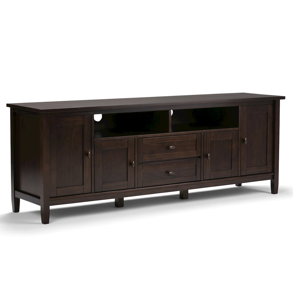 72"W TV Stand with Two 26"W Bookcases in Tobacco Brown (Set of 3). Picture 2
