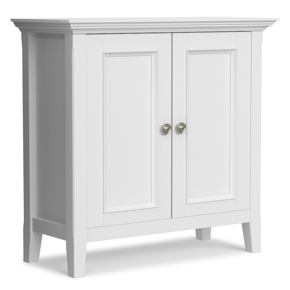 Amherst 32 inch Wide Solid Wood Transitional Low Storage Cabinet in White. Picture 1