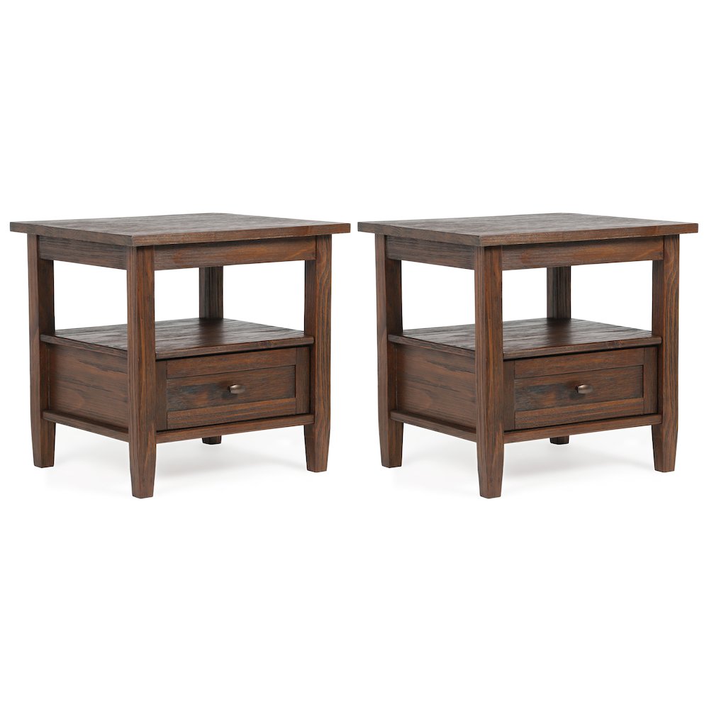 20 inch Transitional End Table in Distressed Charcoal Brown (Set of 2). Picture 1