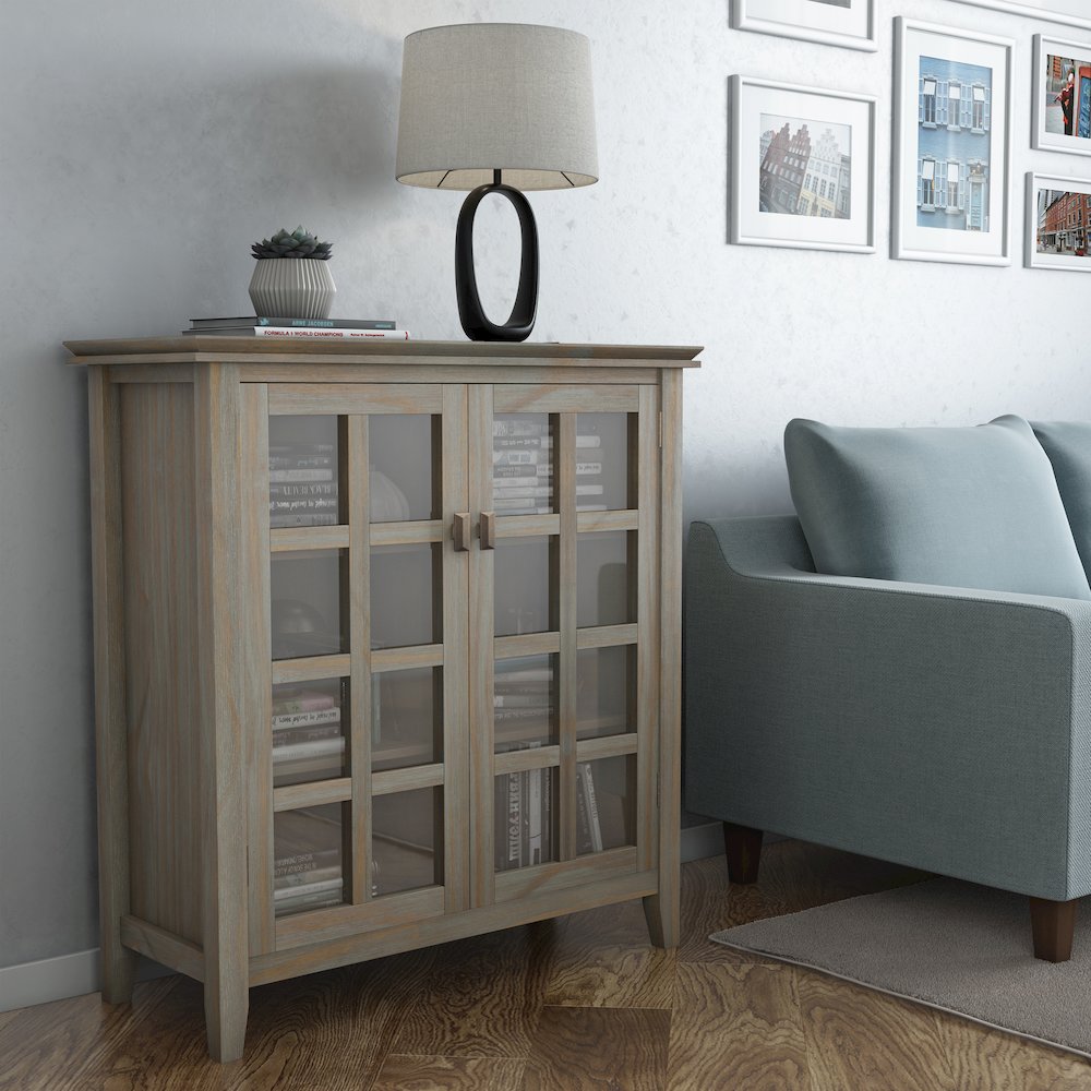 Artisan Solid Wood Medium Storage Cabinet In Distressed Grey. Picture 5