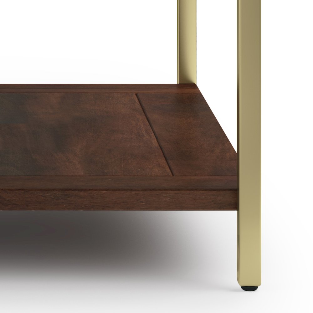 Skyler SOLID MANGO WOOD Square Coffee Table in Dark Brown / Gold. Picture 4