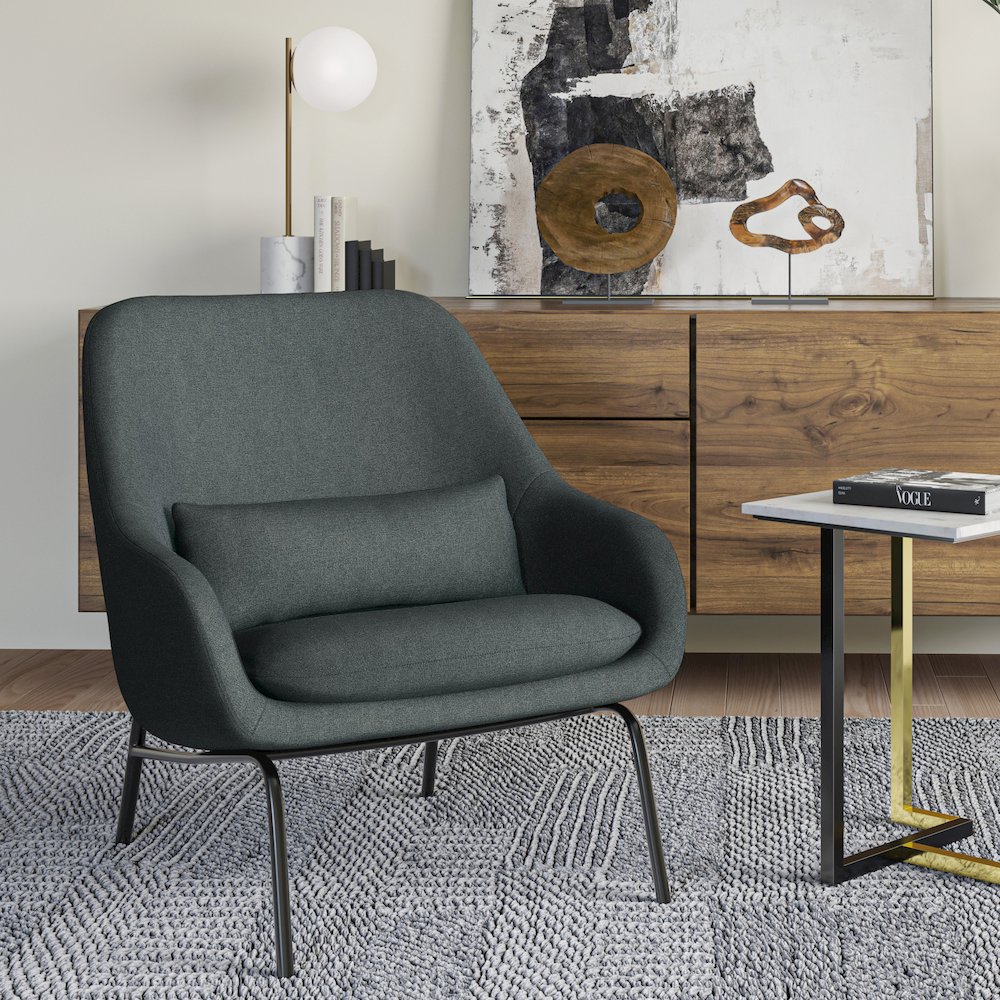 Elmont Accent Chair In Steel Grey Linen Fabric. Picture 5