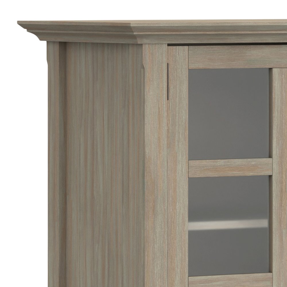 Acadian Solid Wood Wide Storage Cabinet In Distressed Grey. Picture 2
