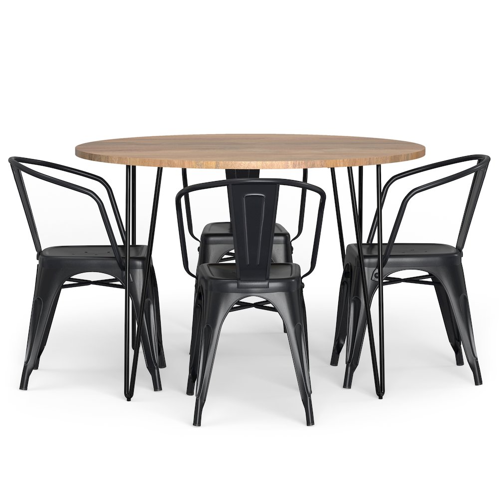 5 Piece Dining Set In Distressed Black And Silver. Picture 3