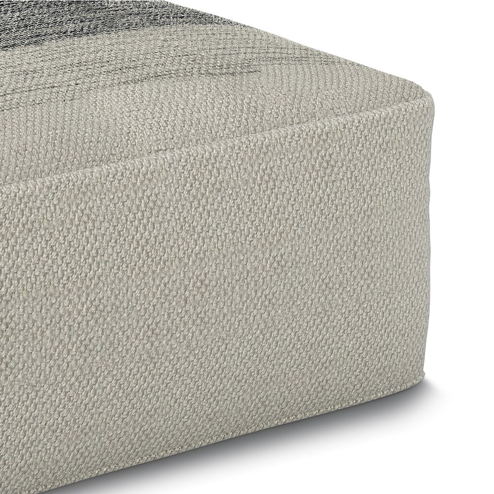 Outdoor/ Indoor Pouf In Grey And White Recycled Pet Polyester. Picture 3
