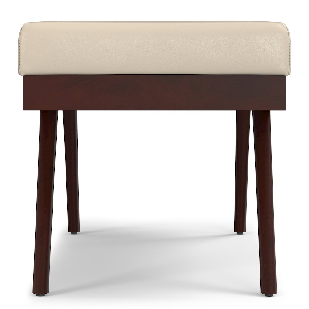 Chanelle SOLID HARDWOOD Mid Century Ottoman Bench in Satin Cream. Picture 3