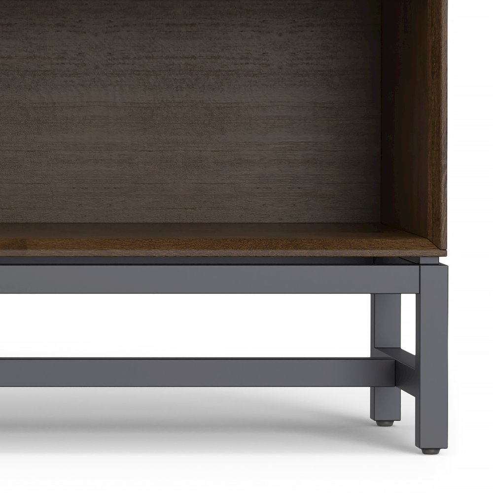 Banting Solid Hardwood Low Wide Bookcase In Walnut Brown. Picture 3