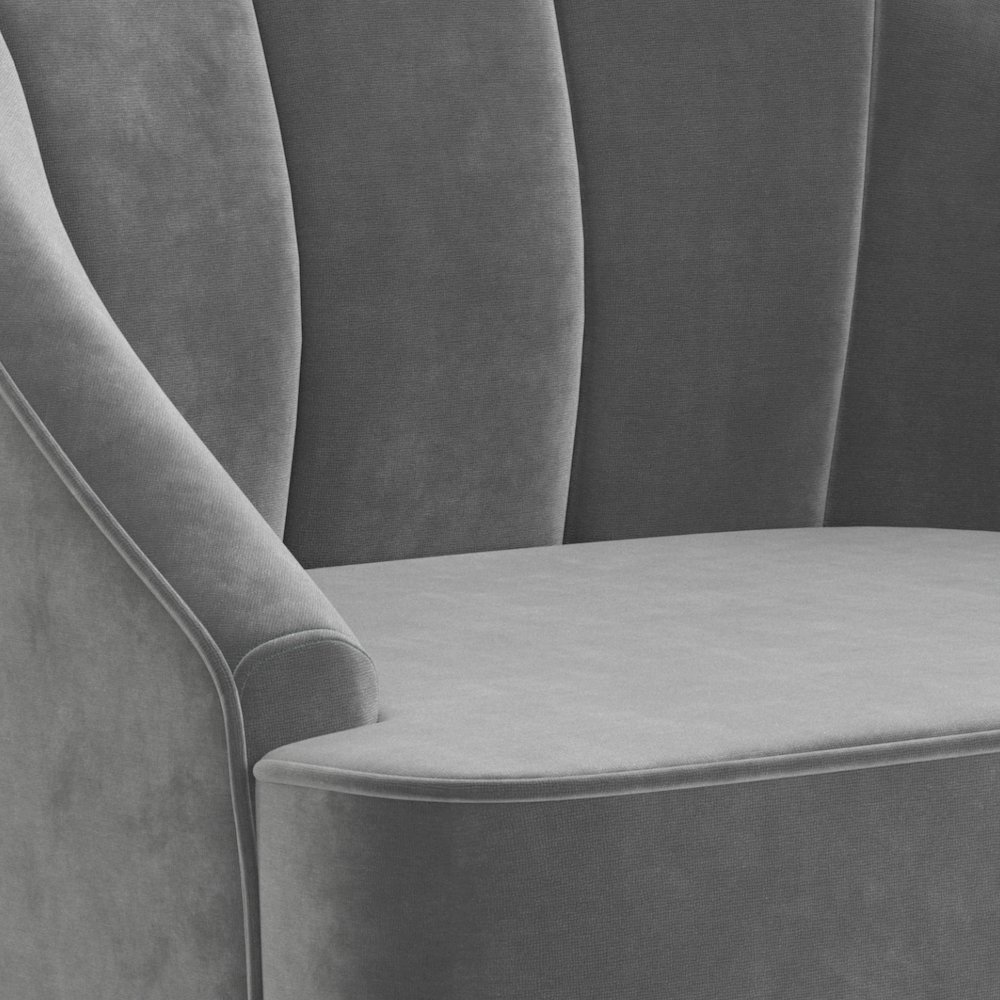 Harrah Accent Chair In Smoky Grey Velvet Fabric. Picture 4