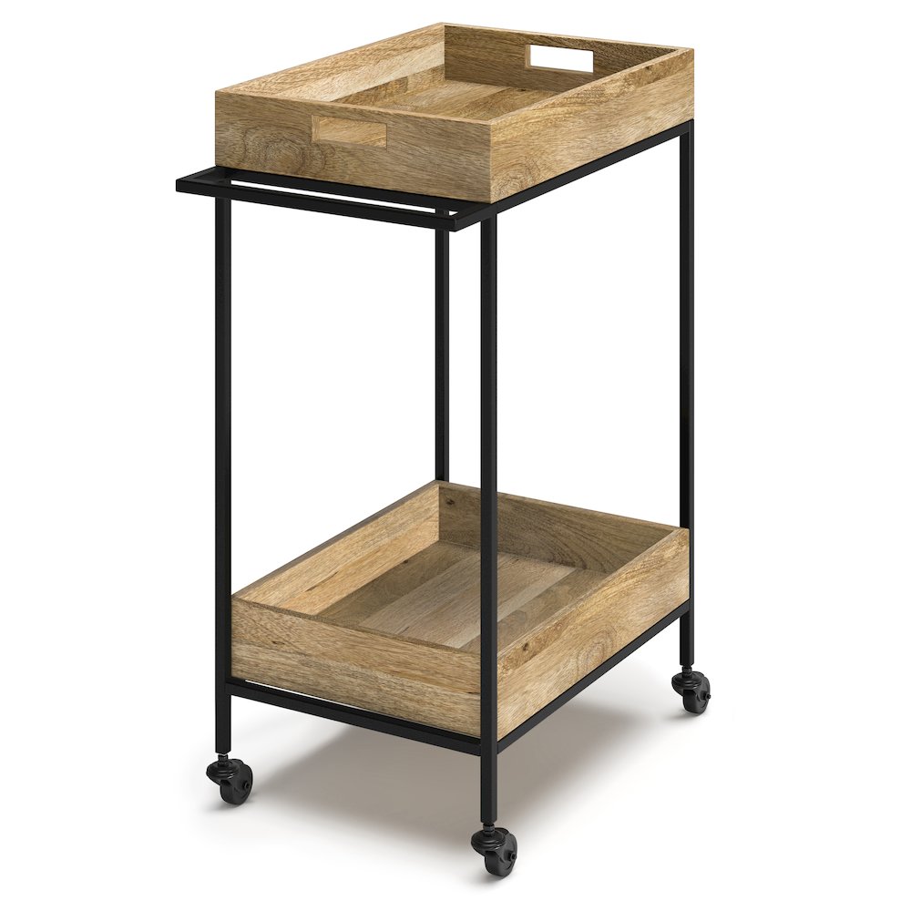 Simons Solid Mango Wood 24 Inch Bar Cart In Natural. Picture 1