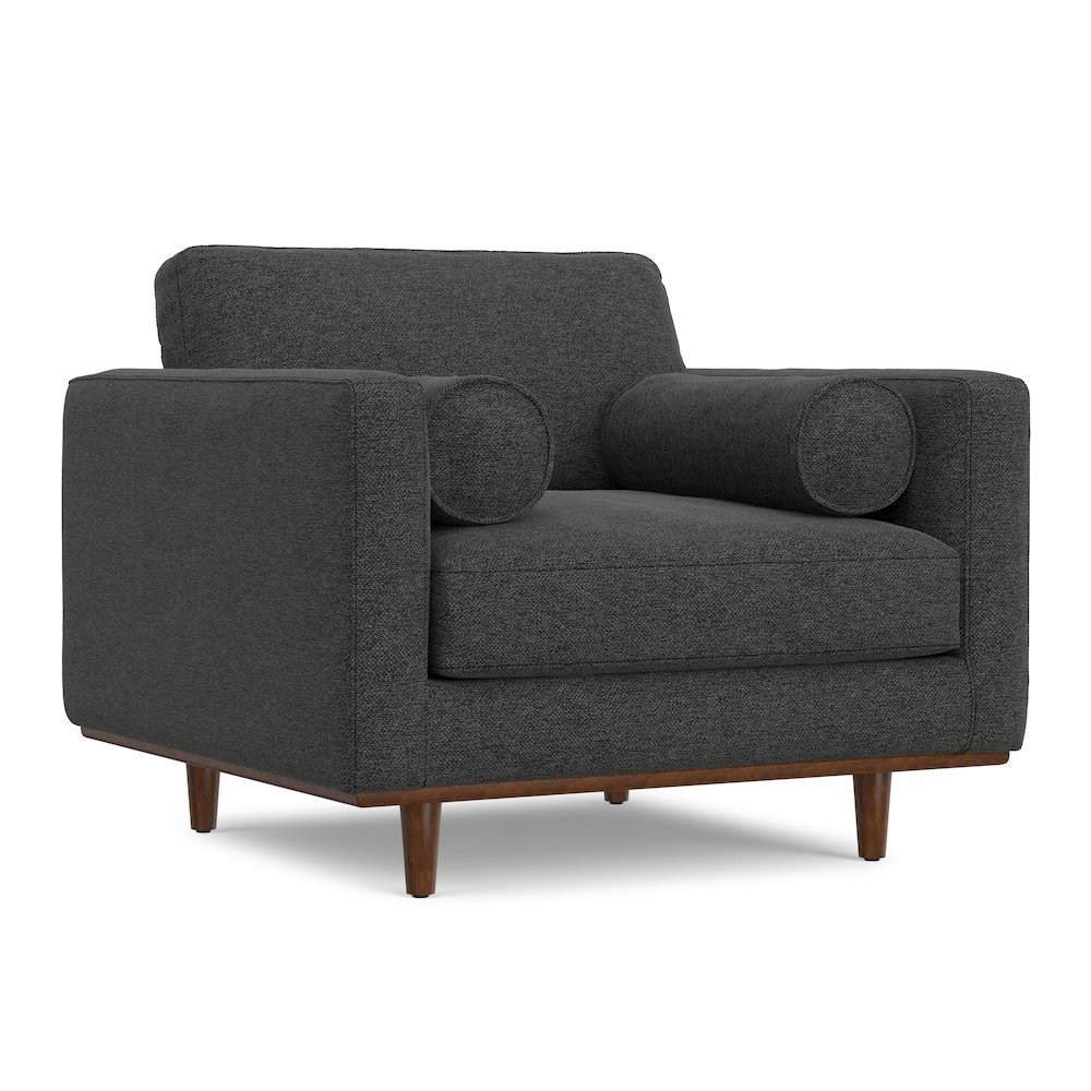 Morrison 42 inch Wide Mid-Century Modern Arm Chair in Charcoal Grey. Picture 1