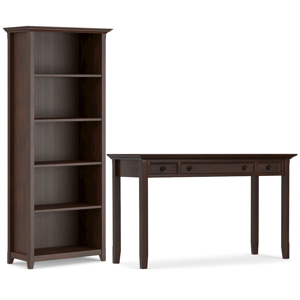 54 inch Wide Desk with 30 inch Wide Bookcase in Russet Brown (Set of 2). Picture 1