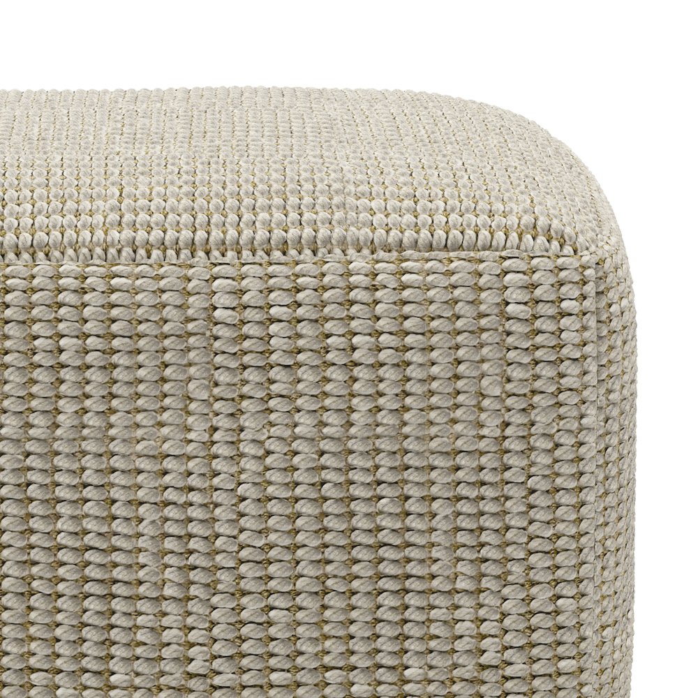 Outdoor/ Indoor Pouf In Cream And Natural Recycled Pet Polyester. Picture 2